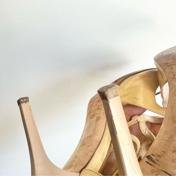 Jimmy Choo Nude Stiletto Patent Leather Sandal in Worn Condition Size EU 40.5 - Picture 8 of 16